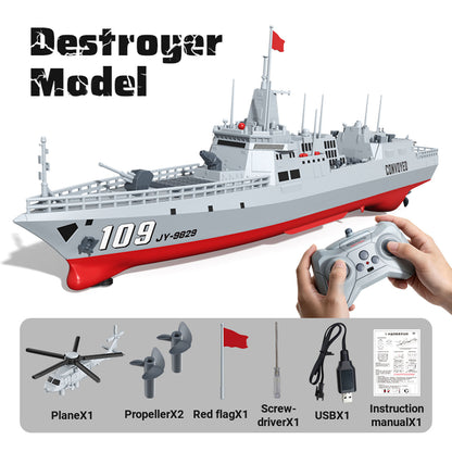 TOUCAN RC HOBBY JJRC S28 RC Warship Boat with Water Spray 2 Speeds Dual Motor Remote Control Ship Model for Pool Lake Water Play