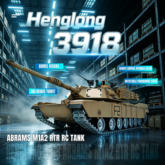 TOUCAN RC HOBBY Heng Long Abrams RC Tank 1/16 7.1 3918 Remote Control Tracked Car Openable Hatch