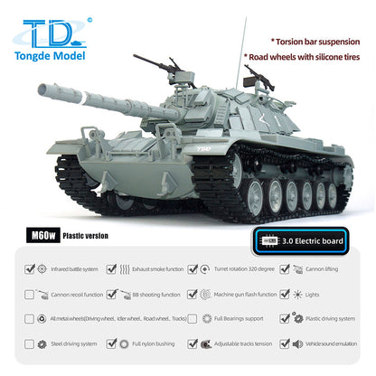 TOUCAN RC HOBBY 1/16 Tongde Israel RC Panzer Remote Control Infrared Battle Tanks Military Model M60W ERA Painted Car 320 Rotation BB Shooting DIY