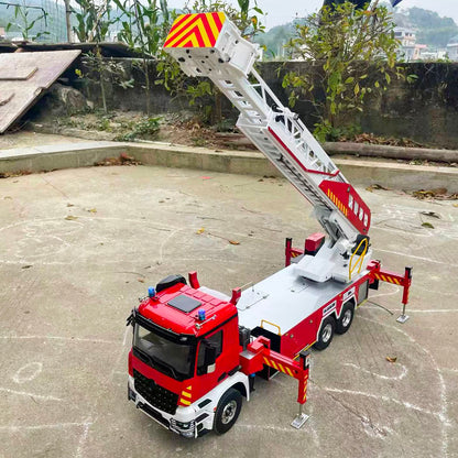 TOUCAN RC HOBBY 1/14 6x4 2Speed Gearbox Metal Chassis Remote Control Electric Lift Ladder Fire Truck RC Rescue Vehicle Model Sound System