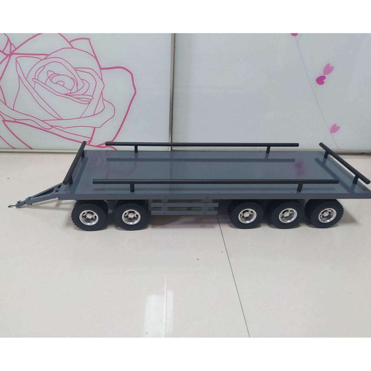 TOUCAN RC HOBBY Metal 5 Axles Trailer for 1/14 RC Hydraulic Dump Radio Controlled Truck Tractor Eletric Car Simulation Hobby Model