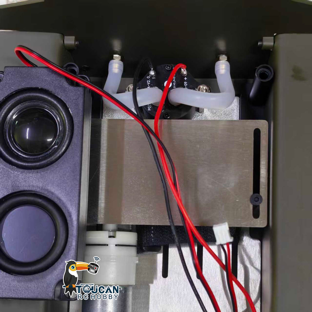 TOUCAN RC HOBBY Metal Chassis Smoke Unit Gearbox Power Blue Motor Speaker Switch for Heng Long 1/16 RC Battle Tank 3898 USA M4A3 Sherman Model