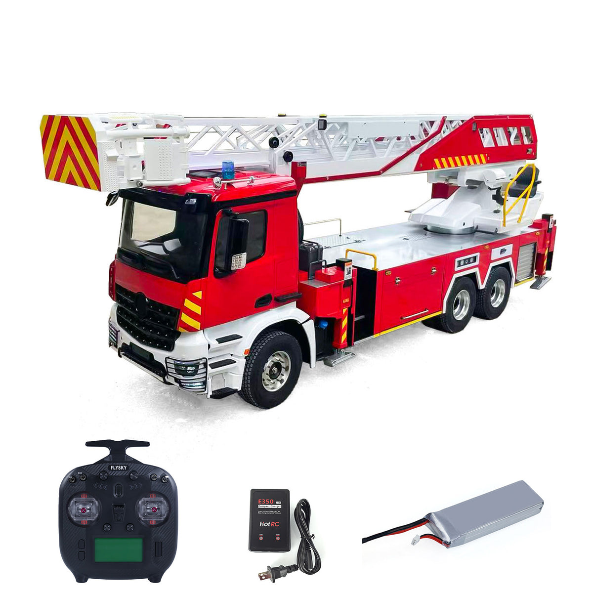 TOUCAN RC HOBBY 1/14 6x4 2Speed Gearbox Metal Chassis Remote Control Electric Lift Ladder Fire Truck RC Rescue Vehicle Model Sound System