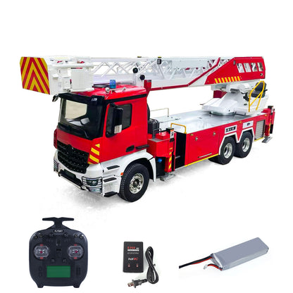 TOUCAN RC HOBBY 1/14 6x4 2Speed Gearbox Metal Chassis Remote Control Electric Lift Ladder Fire Truck RC Rescue Vehicle Model Sound System