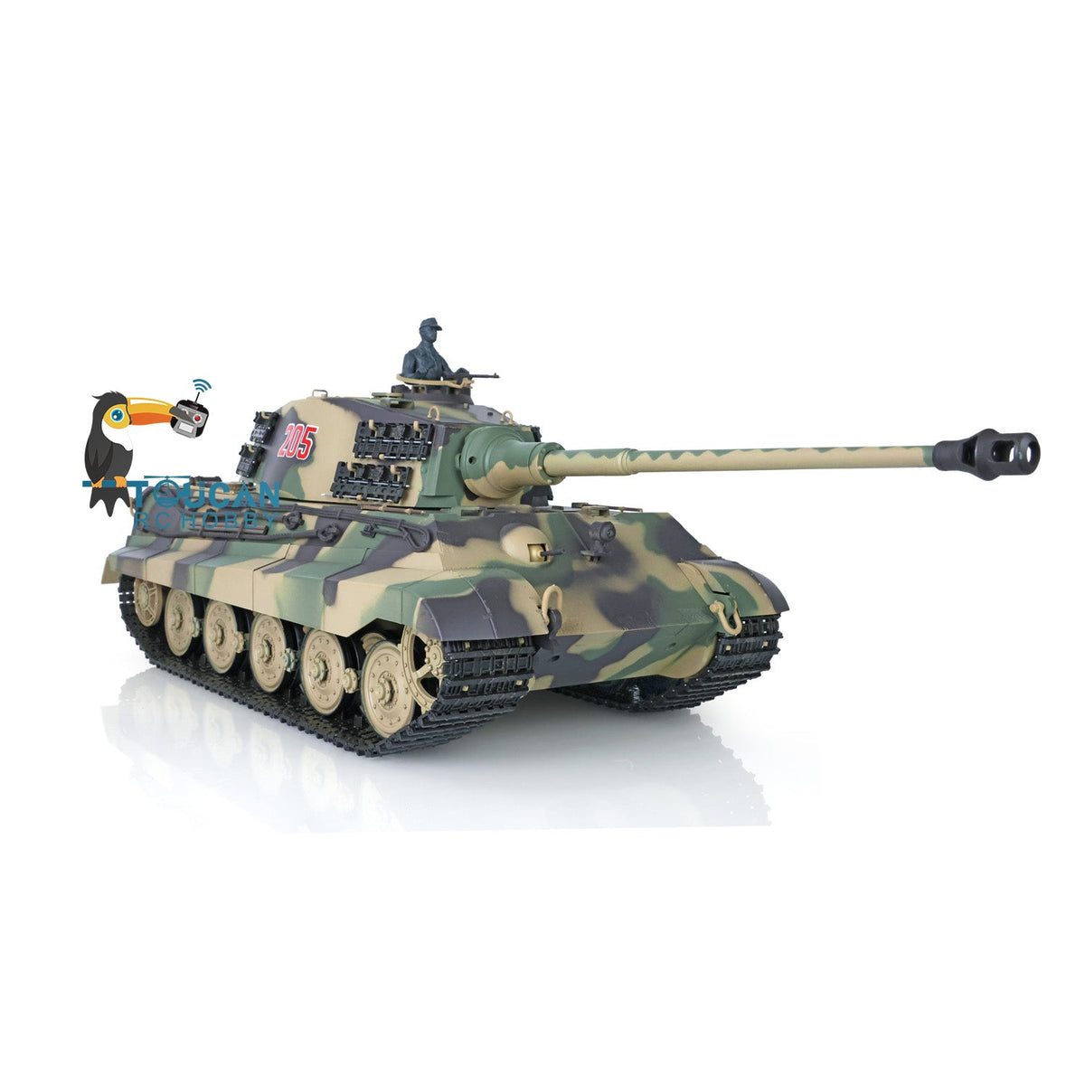 TOUCAN RC HOBBY Heng Long 1/16 TK7.0 Plastic 3888A German King Tiger RRT RC Tank with 360 Degrees Turret Sound Light Smoke BB Infrared Combat