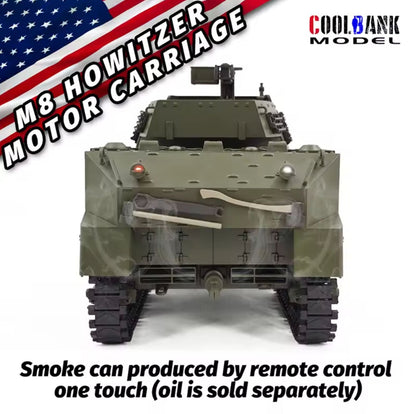TOUCAN RC HOBBY 1/16 CoolBank RC Tank M8 HMC Scott Radio Control Battle Tank Simulation 360 Degrees Turret Rotary Smoke Sound Lights RTR Combat Vehicle