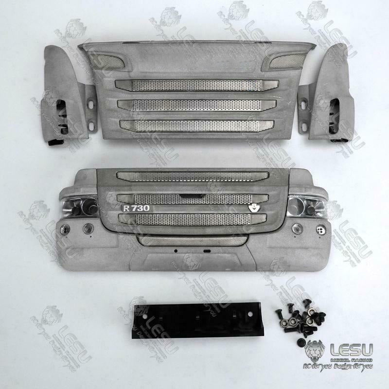 TOUCAN RC HOBBY LESU Metal Front Face Net Bumper Set Side Spoiler for Modifying 1/14 Scale RC TAMIIYA R470 R620 to R730 Tractor Truck Car Model DIY Cabin