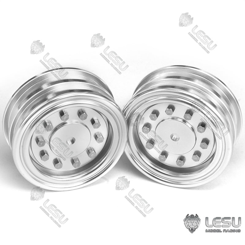 TOUCAN RC HOBBY 1Pairs 2pc Rubber Rear Front Wheel Tyre Metal Wheel Hubs Caps for 1/14 LESU RC Hydraulic Construction forklift Model Car DIY Truck