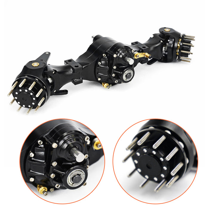 TOUCAN RC HOBBY LESU Metal Flange Front Rear Axles Differential Lock Suspension Wheel Hub Tires for 1/14 Tamiiya Truck Tractor Remote Control Dump