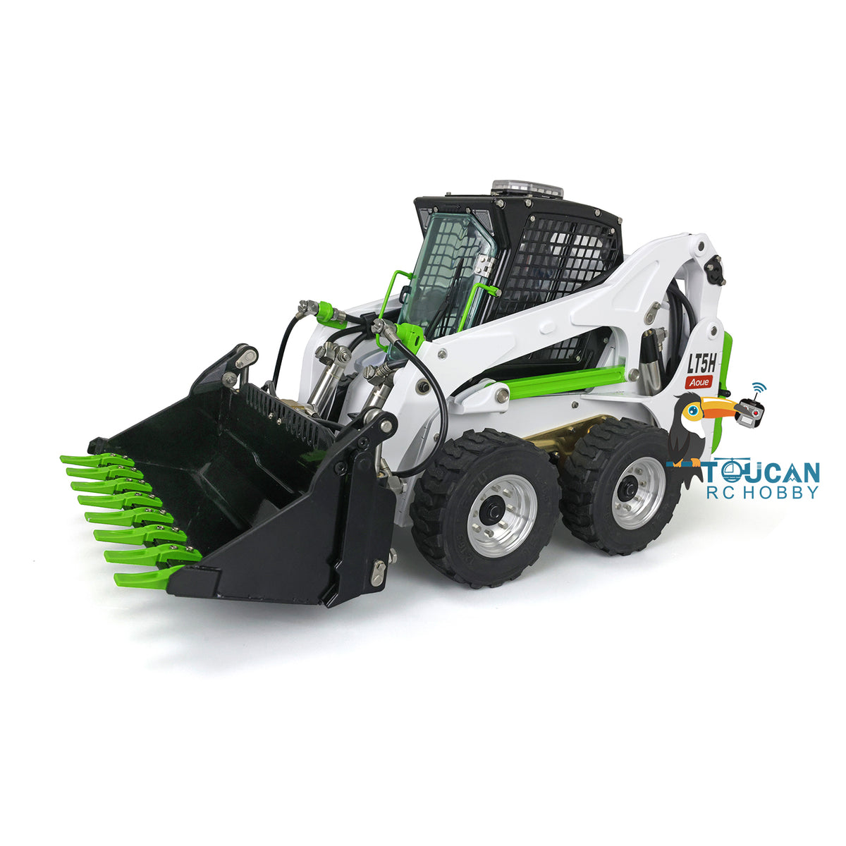 TOUCAN RC HOBBY LESU 1/14 Metal Wheeled Skid-Steer Hydraulic RC Loader Aoue LT5H I6S RTR Painted Ripper Scarifier Gripper Sieve Bucket Trailer
