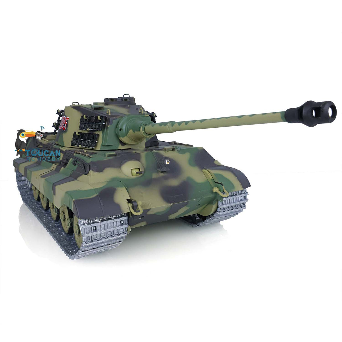 TOUCAN RC HOBBY US Stock 2.4Ghz Heng Long 1:16 7.0 German King Tiger RTR RC Tank 3888A Model Metal Tracks 340 Degree Turret Steel Driving Gearbox