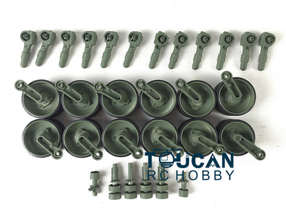 TOUCAN RC HOBBY Heng Long Metal Road Wheels Return Rollers Idlers Bearings Tracks Rubber Pads Sprockets for 1/16 British Challenger II RC Tank 3908