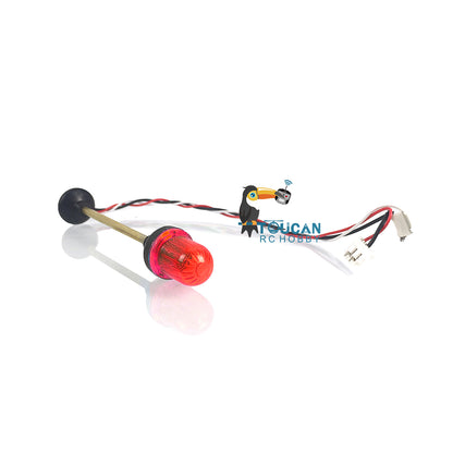 TOUCAN RC HOBBY Heng Long Round Head LED Flashing Warning Light Caution Lamp W/ Short or Long Support Rod Wire for 1/16 RC Tank Truck Car Model