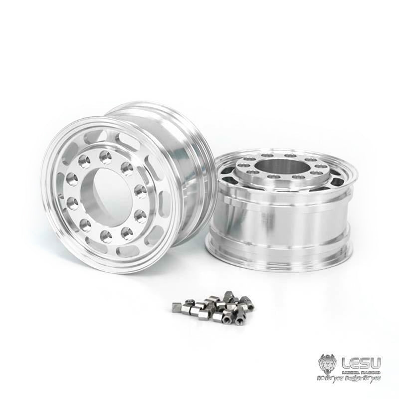 TOUCAN RC HOBBY Metal Flange Front Wheel Hubs Rubber Tires Tyres for 1/14 LESU Flange Axle Model RC Truck Dumper Tractor Replacement Car Parts