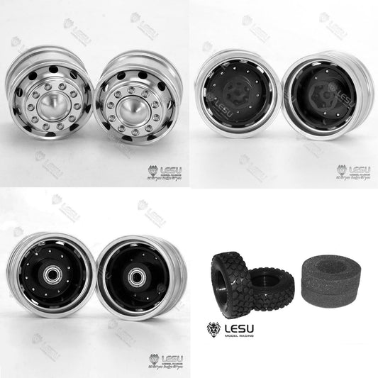 TOUCAN RC HOBBY LESU Metal Unpowered/ Powered Front Hub Bearing Brake Rubber Tires for 1/14 RC DIY Tractor Truck Model Car Trailer