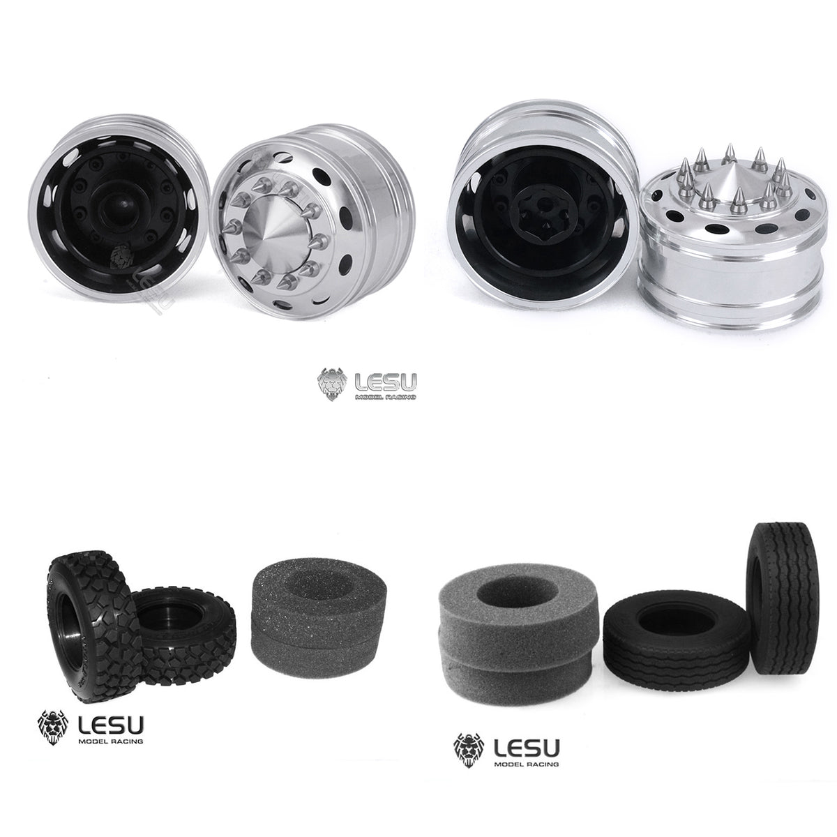 TOUCAN RC HOBBY LESU Unpowered/ Powered Bearing Hexagon Brake Metal Front Wheel Hub Rubber Tires DIY 1/14 Tamiiya RC Tractor Truck Car Model Part