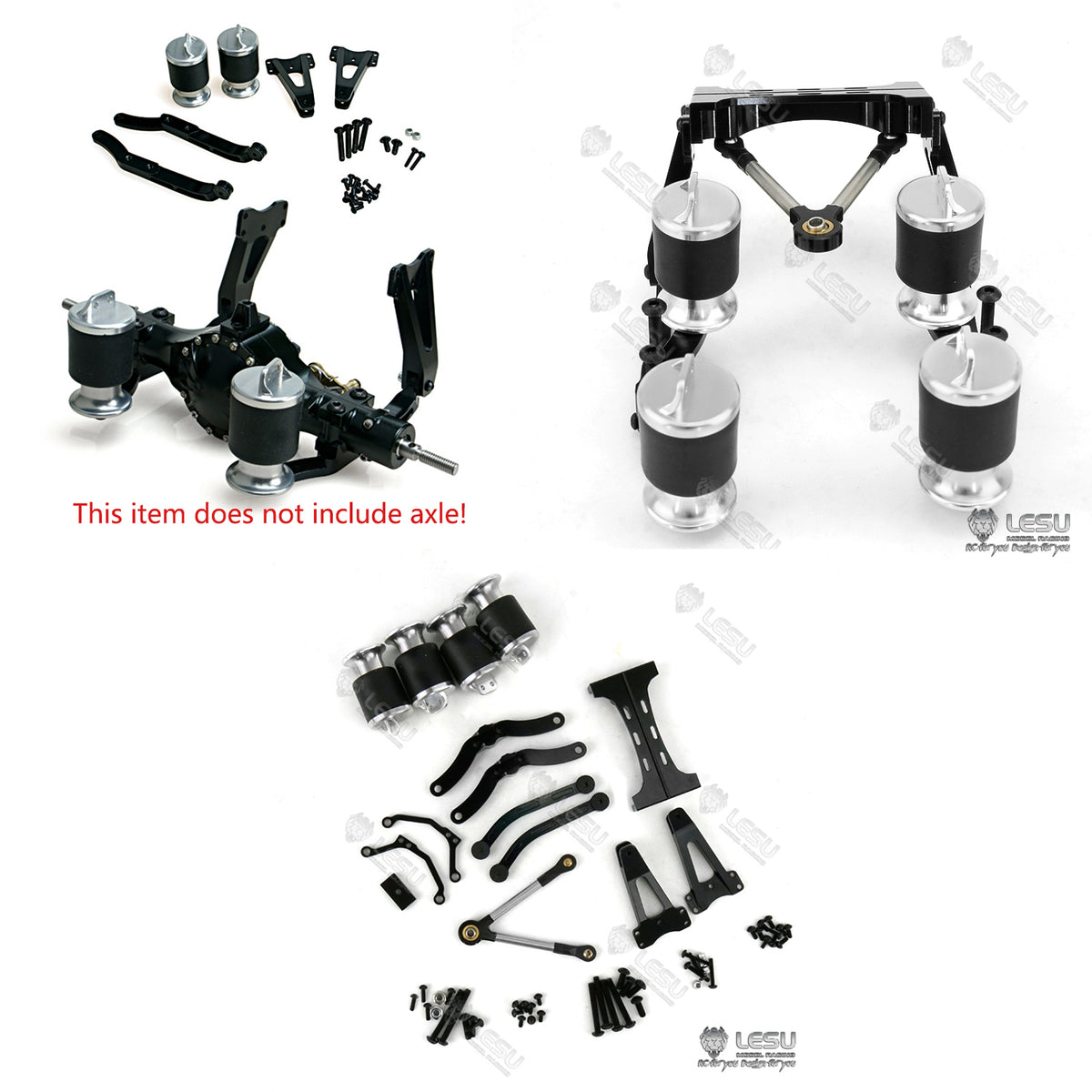 TOUCAN RC HOBBY LESU Metall Doppel-/Einzel-Luftfederungs-Set für 1/14 TAMIYA RC Sattelzugmaschine Modellbau-Ersatzteile