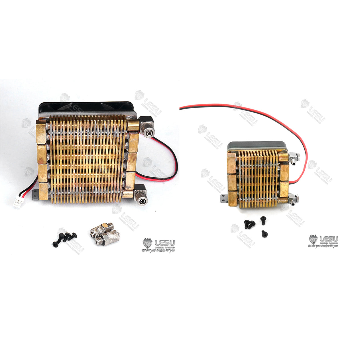 TOUCAN RC HOBBY LESU Radiateur de refroidissement en métal avec ventilateur en plastique pour camion benne, pelle ou chargeur radiocommandé à système hydraulique DIY 1/14