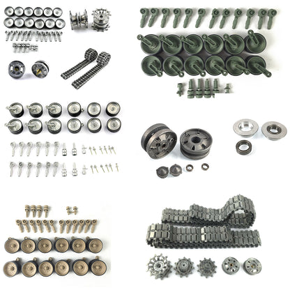 TOUCAN RC HOBBY Heng Long Metal Road Wheels Return Rollers Idlers Bearings Tracks Rubber Pads Sprockets for 1/16 British Challenger II RC Tank 3908