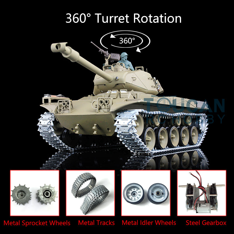 TOUCAN RC HOBBY Heng Long 1/16 7.0 Upgraded RC Tank Walker USA Bulldog 3839 RTR Remote Control Tank W/ Smoking Steel Gearbox Metal Tracks Sproket