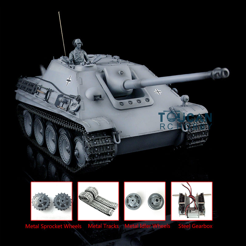 TOUCAN RC HOBBY Heng Long 1/16 Scale RC Tank 7.0 3869 Upgraded Jadpanther German Tank w/ Metal Tracks Idler Sproket Wheels BB Shooting Engine Sound