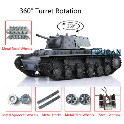 TOUCAN RC HOBBY Heng Long 1/16 7.0 RC Tank 3878 Customized Soviet KV-1 w/ 360Degrees Rotating Turret Metal Tracks Road Wheels Tracks Idler Sproket Wheel