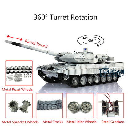 TOUCAN RC HOBBY Heng Long 1/16 7.0 Individueller Leopard 2A6 RC-Panzer 3889 mit Metallketten, Laufrollen, Rohrrucklauf, um 360 Grad drehbarem Turm und Motorsound