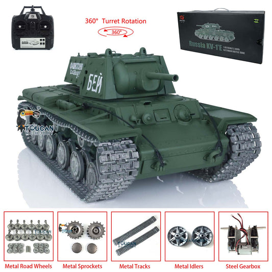 TOUCAN RC HOBBY Heng Long 1/16 7.0 RC Tank 3878 Customized Soviet KV-1 w/ 360Degrees Rotating Turret Metal Tracks Road Wheels Tracks Idler Sproket Wheel