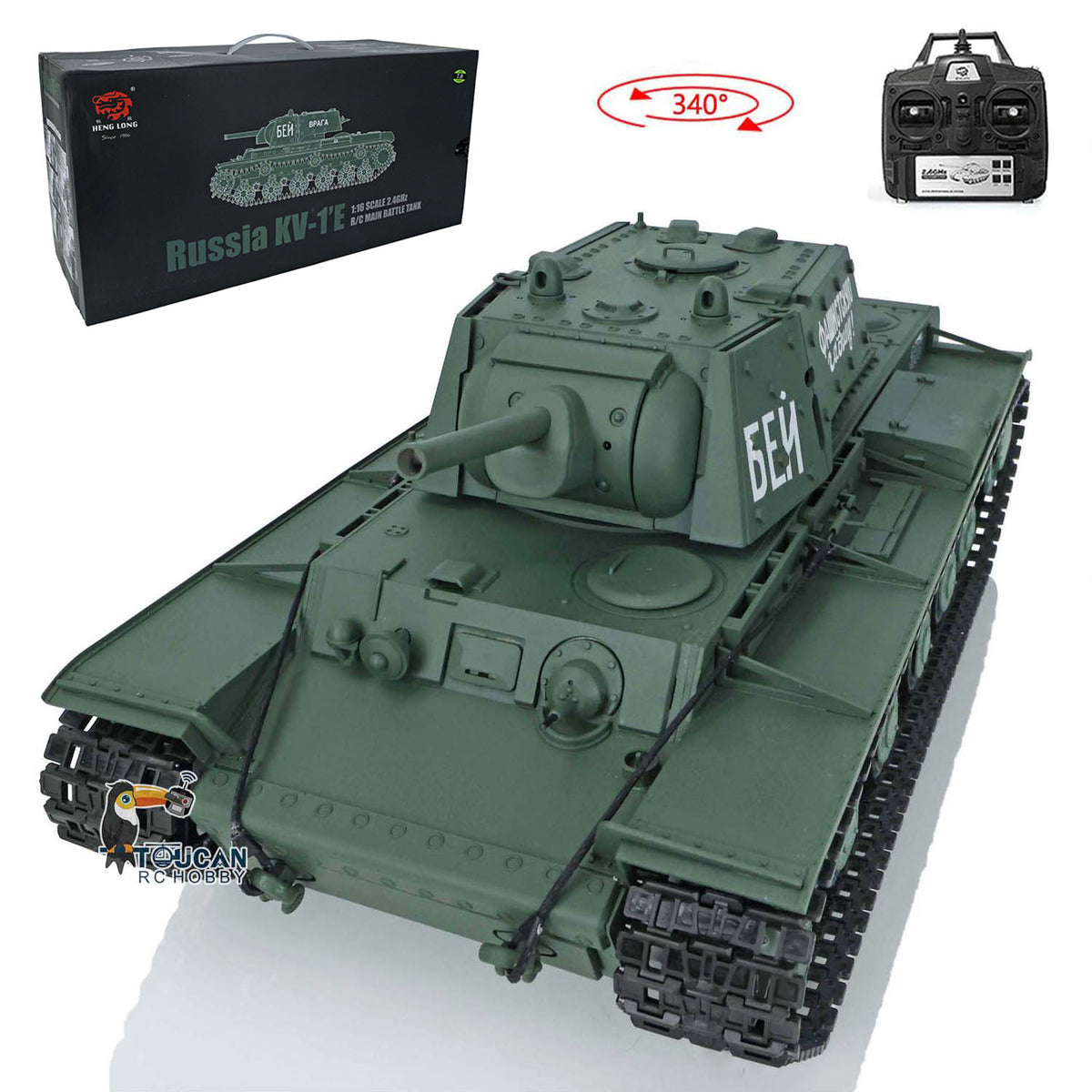 TOUCAN RC HOBBY Heng Long 1/16 Scale 2.4G RC Tank 3878 7.0 Plastic Soviet KV-1 RTR BB Shooting Tank w/ Engine Sound Outdoor Tank for Adult