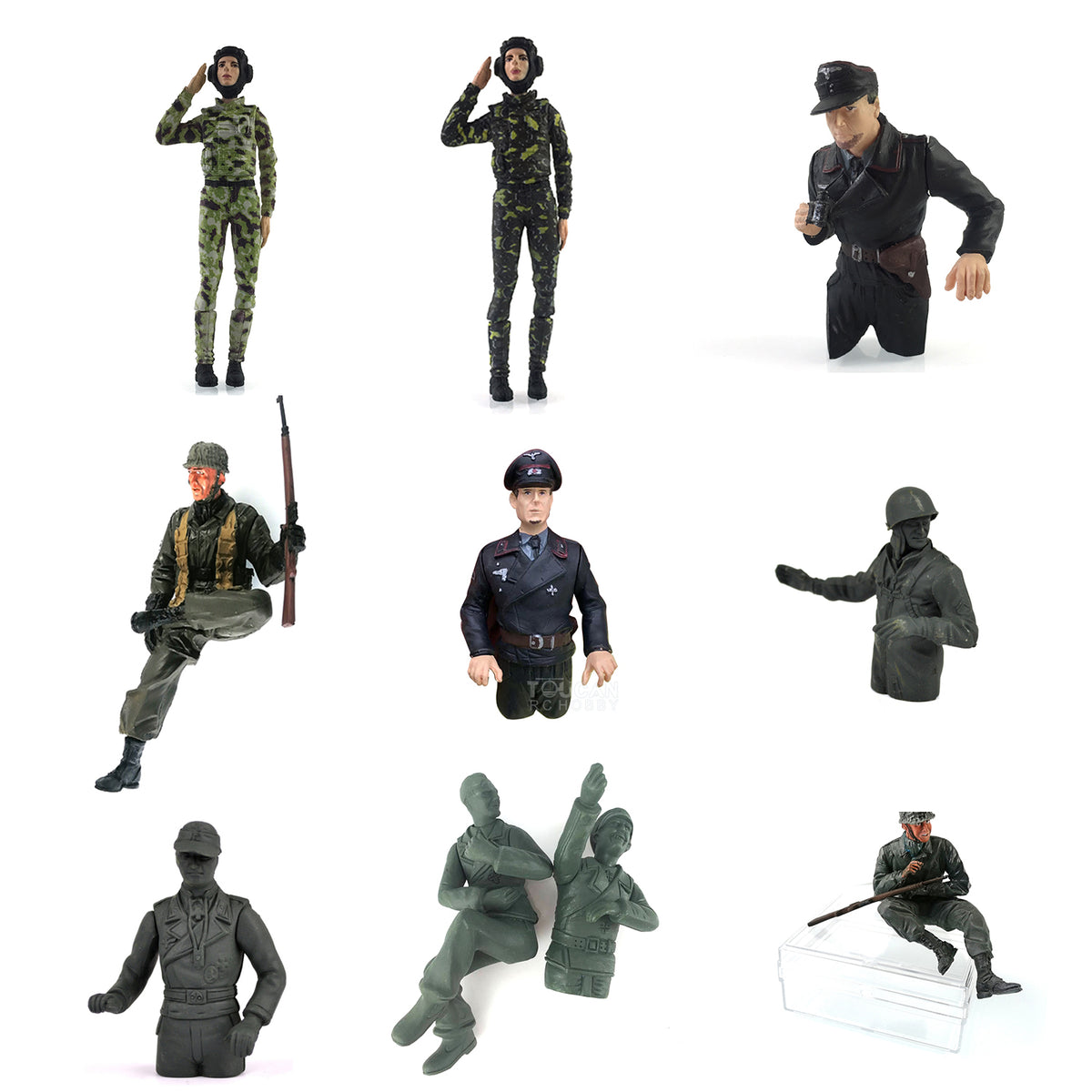 TOUCAN RC HOBBY Heng Long Resin Female/Male German/US Soldier Decoration Spare Parts for 1/16 RC Tank Car Remote Control Model