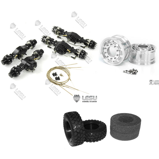 TOUCAN RC HOBBY LESU 6*6 8*8 Metal Wheel Reduction Axles Hub Rubber Tires Part for /14 Radio Controlled Tractor Truck Dumper