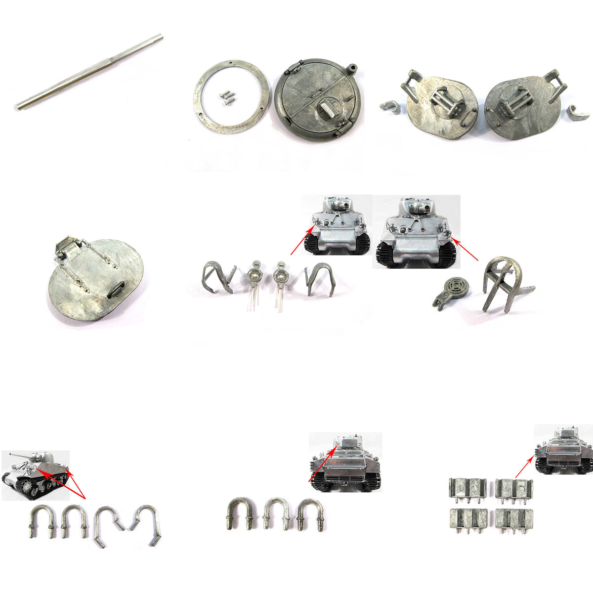 TOUCAN RC HOBBY 1/16 Mato Metallteil Geschützrohr geteilte Luke Kommandantenkuppel Schutzgitter LED-Scheinwerfer Hupe Handläufe Kettenhalter Sherman RTR ferngesteuerter Panzer