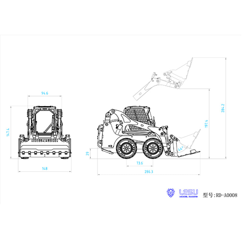 TOUCAN RC HOBBY LESU 1/14 Metal Wheeled Skid-Steer Hydraulic RC Loader Aoue LT5H I6S RTR Painted Ripper Scarifier Gripper Sieve Bucket Trailer