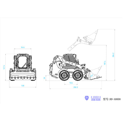 TOUCAN RC HOBBY LESU 1/14 Metal Wheeled Skid-Steer Hydraulic RC Loader Aoue LT5H I6S RTR Painted Ripper Scarifier Gripper Sieve Bucket Trailer