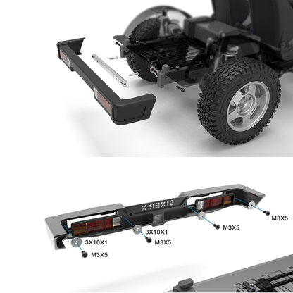 TOUCAN RC HOBBY 1/6 RC CAPO Car SIXER1 Crawler Motor-Riemenscheibensystem mit Motor, Stoßstange, Multifunktions-Reserveradhalter und Scheinwerferlinse